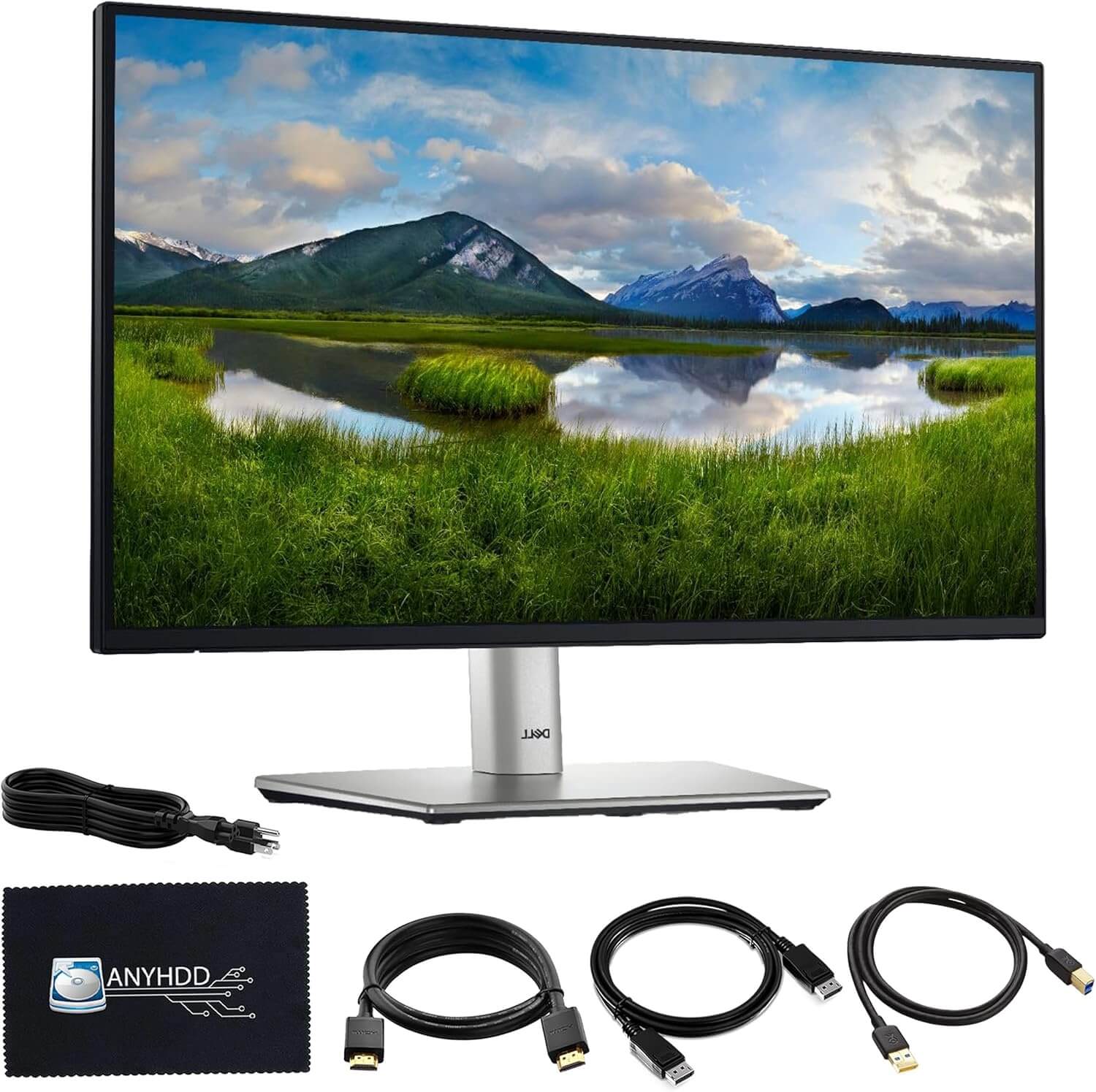 Dell P2725H 27" Full HD 1920 x 1080 Monitor - 1 Year Warranty, Computer Monitor Screen Bundle with Power Cable + USB 3.0 Upstream Cable + Display Port Cable + HDMI Cable + Microfiber Cloth Included