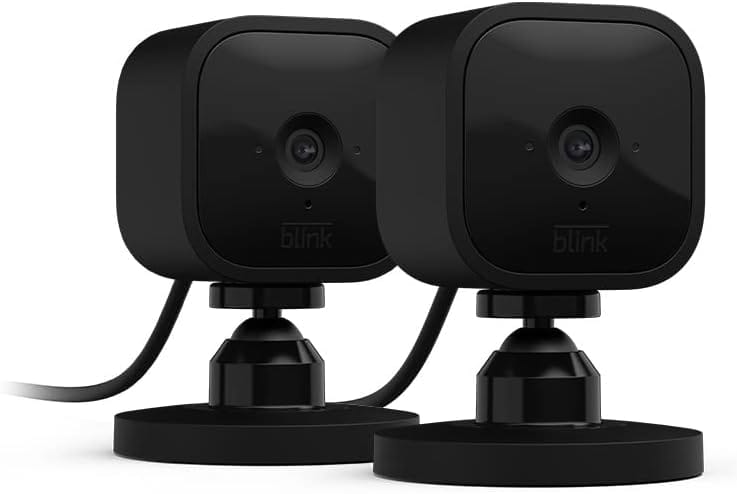 Blink Mini - Compact indoor plug-in smart security camera, 1080p HD video, night vision, motion detection, two-way audio, easy set up, Works with Alexa – 2 cameras