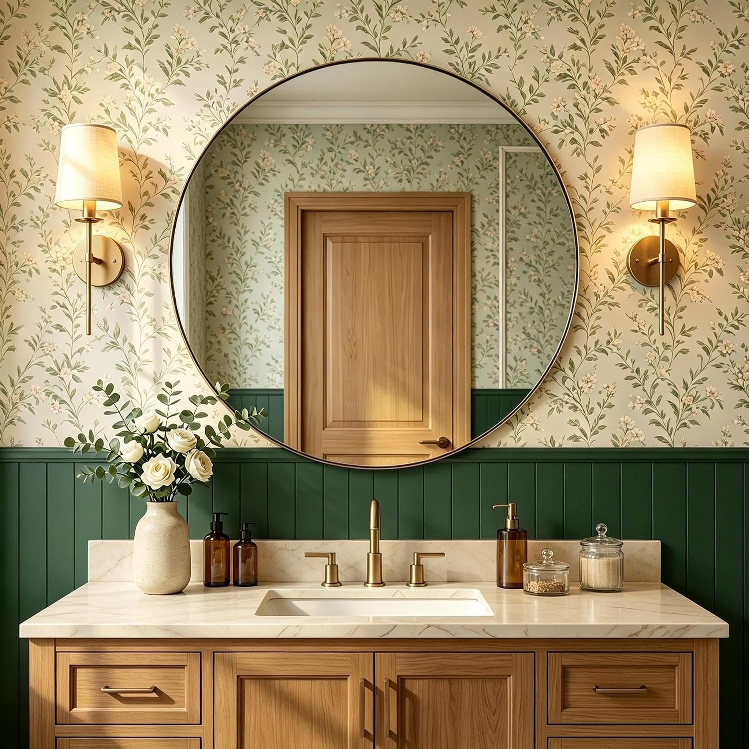 ANDY STAR 32-inch champagne bronze round bathroom mirror