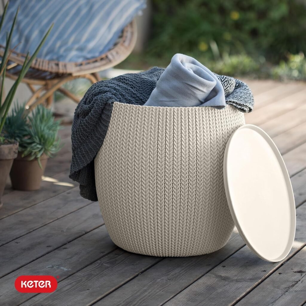 Keter Urban Knit pouf ottoman set for garden