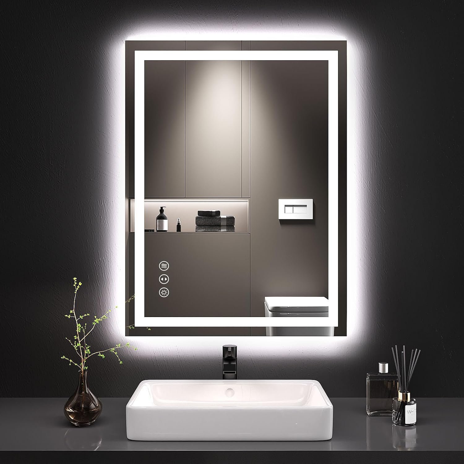 OAAO 24 x 32 inch LED bathroom mirror with anti-fog