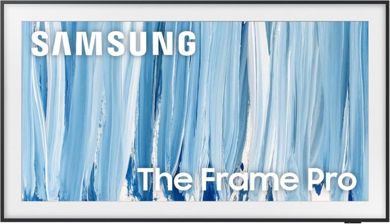 Samsung 55-inch The Frame Pro TV displaying artwork in a living room