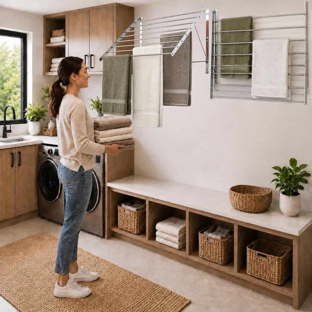 Smartsome wall-mounted clothes drying rack for laundry room