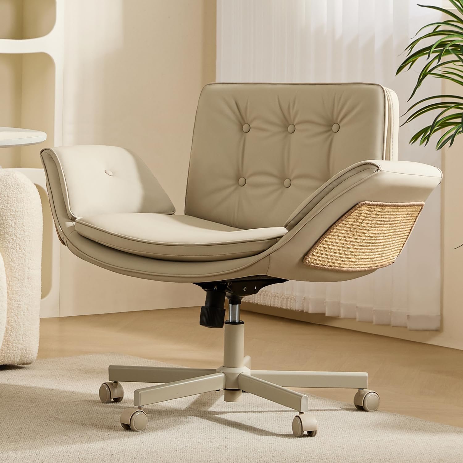 amseatec Criss Cross vanity chair in Camel Linen