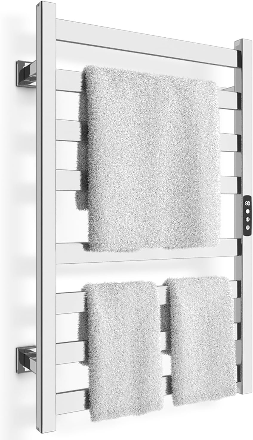 Brushed stainless-steel 8-bar bathroom towel warmer
