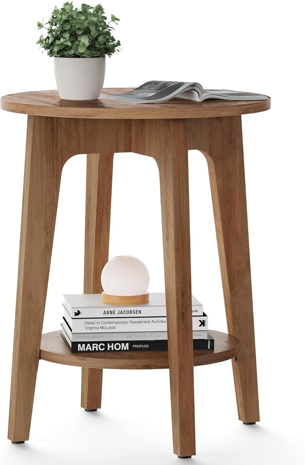 VASAGLE MAEZO 2-tier round side table for living room