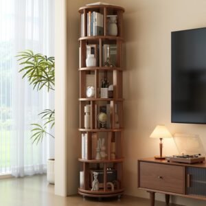 Muwuele 6-Tier Rotating Bookshelf Tower