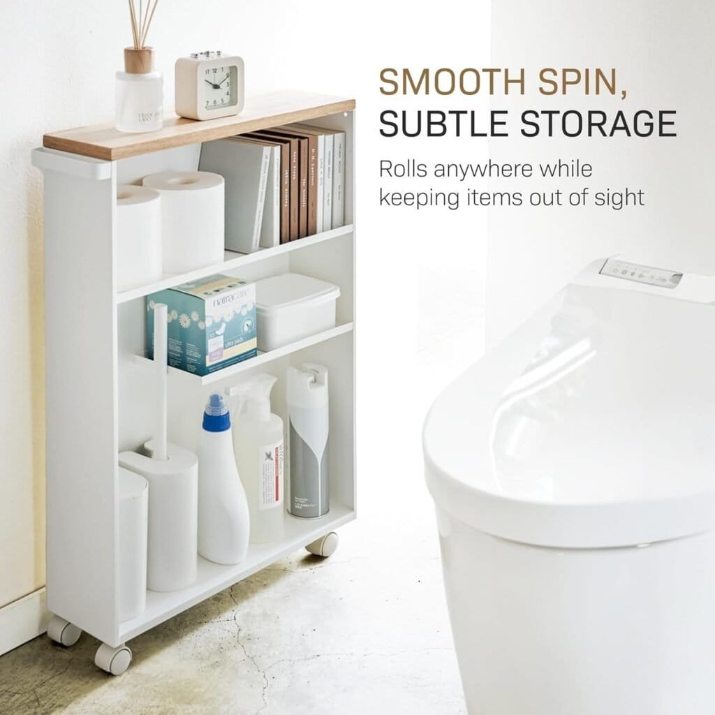 Yamazaki Tower slim rolling bathroom storage cart