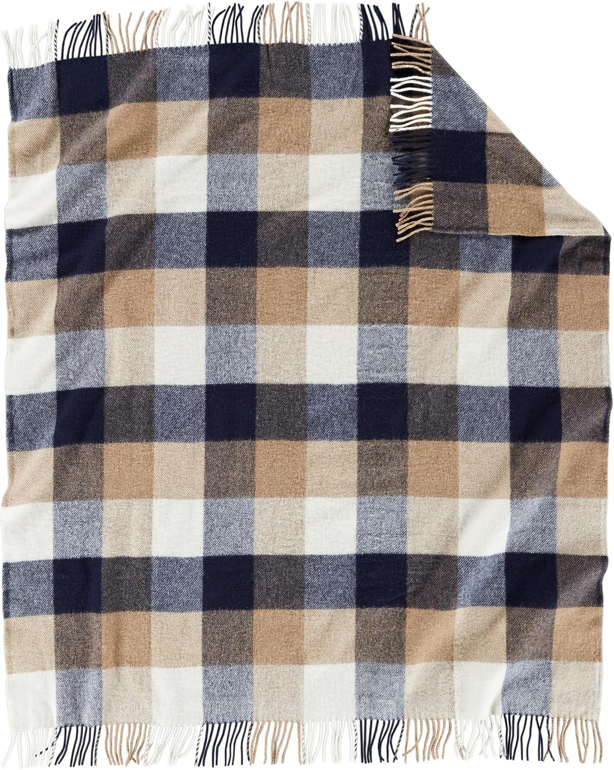 Pendleton Eco-Wise Wool Throw in Navy and Camel
