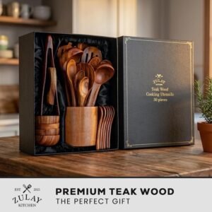 Zulay Teak Wooden Utensil Set
