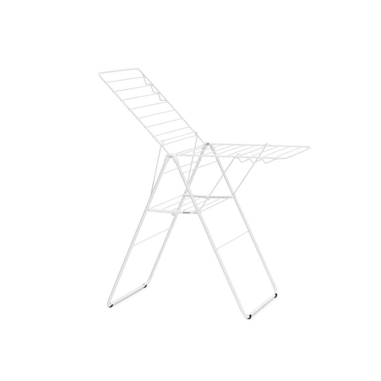 Brabantia HangOn 67ft white clothes drying rack with folding wings and freestanding frame